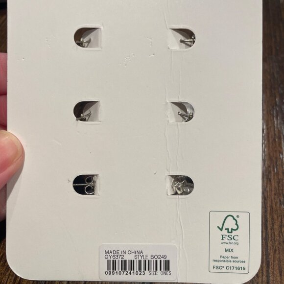 J.Crew Sculptural Silver Earrings Set of Three Brass Titanium Snap Hoops BO249 - Picture 7 of 7